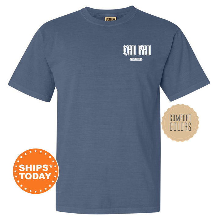 Chi Phi Snow Year Fraternity T-Shirt | Chi Phi Left Chest Graphic Tee Shirt | Comfort Colors Shirt | Fraternity Bid Day Gift _ 17877g