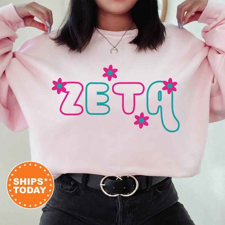 Zeta Tau Alpha Greek Blossom Sorority Sweatshirt | ZETA Sorority Crewneck | Big Little Recruitment Gift | Sorority Merch _ 16613g