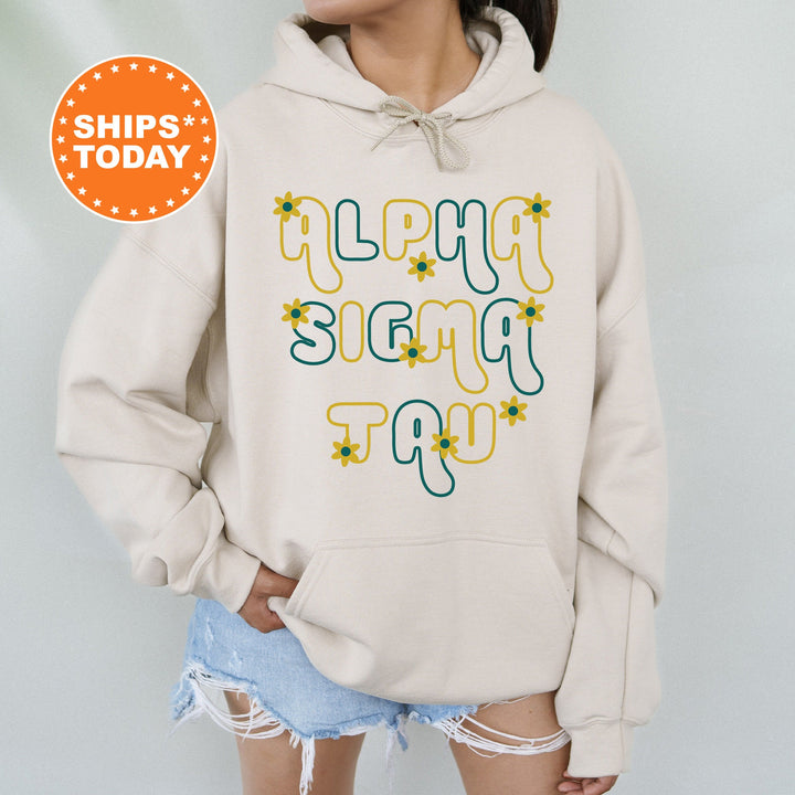 Alpha Sigma Tau Greek Blossom Sorority Sweatshirt | Sorority Crewneck | Big Little Recruitment Gift | Sorority Merch _ 16595g