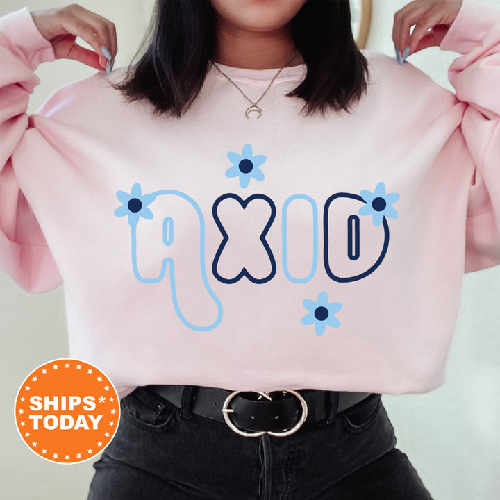 Alpha Xi Delta Greek Blossom Sorority Sweatshirt | AXID Sorority Crewneck | Big Little Recruitment Gift | Alpha Xi Sorority Merch _ 16596g