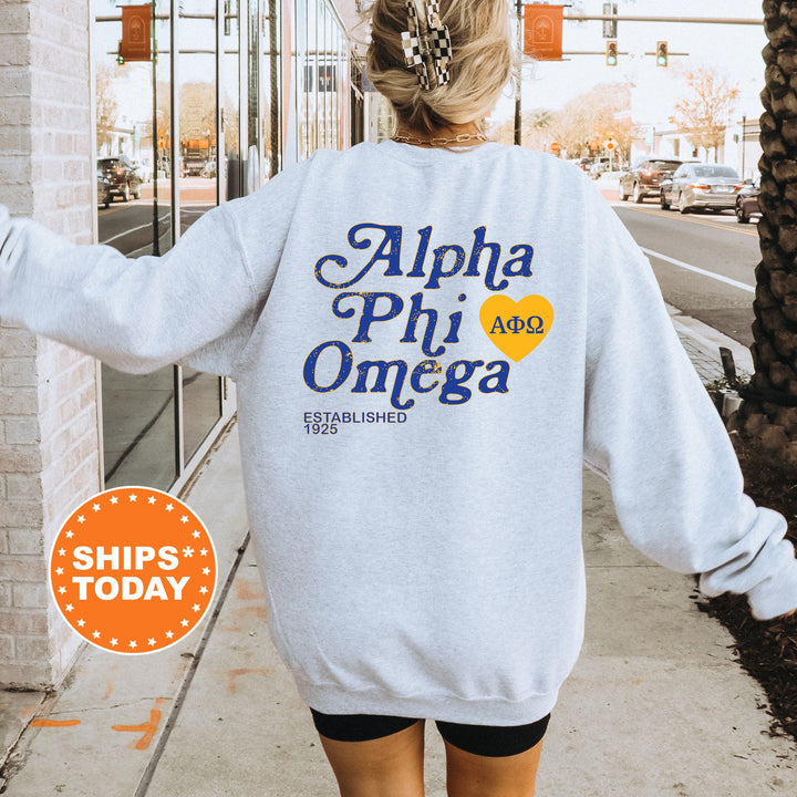 Alpha Phi Omega Heartmark COED Sweatshirt | Alpha Phi Omega Crewneck Sweatshirt | Greek Apparel | COED Fraternity Gift 15399g