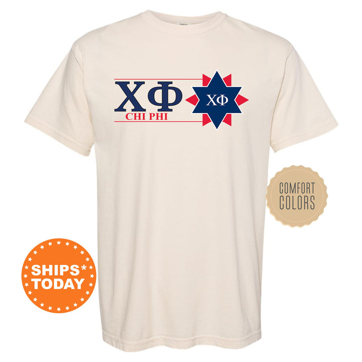 Chi Phi Timeless Symbol Fraternity T-Shirt | Chi Phi Fraternity Crest Shirt | Fraternity Chapter Gift | Comfort Colors Tee _ 10047g