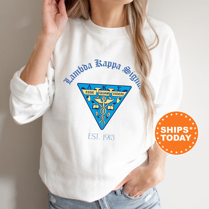 Lambda Kappa Sigma Royal Crest Sorority Sweatshirt | Lambda Kappa Sigma Sweatshirt | LKS Crewneck Sweatshirt | Sorority Gift