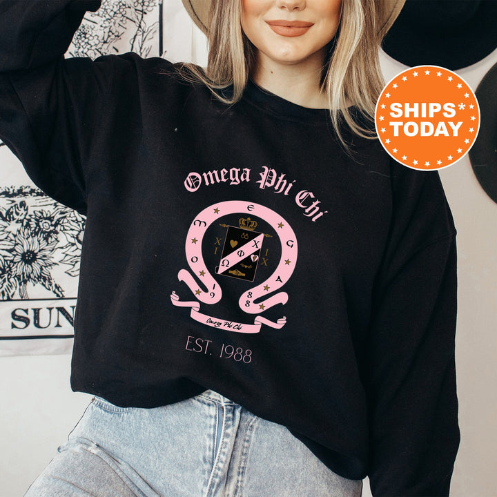 Omega Phi Chi Royal Crest Sorority Sweatshirt | Omega Phi Chi Sweatshirt | Sorority Crewneck | Greek Life Apparel | Sorority Gift