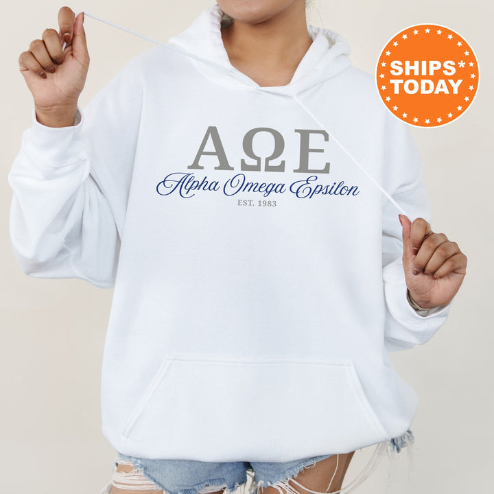 Alpha Omega Epsilon Script Sisters Sorority Sweatshirt | Alpha Omega Epsilon Sweatshirt | Greek Letters Crewneck | Greek Sweatshirt _ 14818g