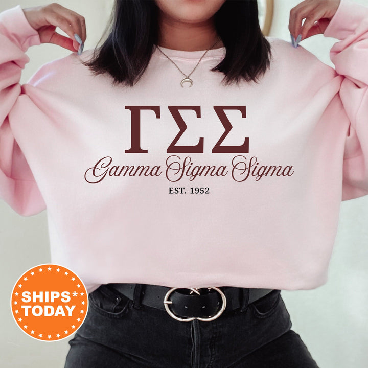Gamma Sigma Sigma Script Sisters Sorority Sweatshirt | Gamma Sigma Sigma Sweatshirt | Greek Letters Crewneck | Greek Sweatshirt _ 14823g
