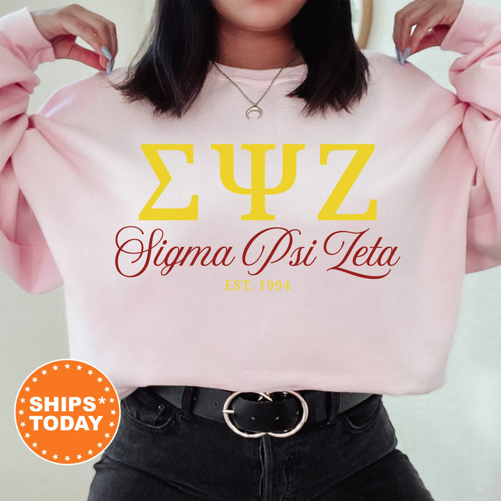 Sigma Psi Zeta Script Sisters Sorority Sweatshirt | Sigma Psi Zeta Sweatshirt | Sigmas Greek Letters Crewneck | Sorority Letters _ 14836g