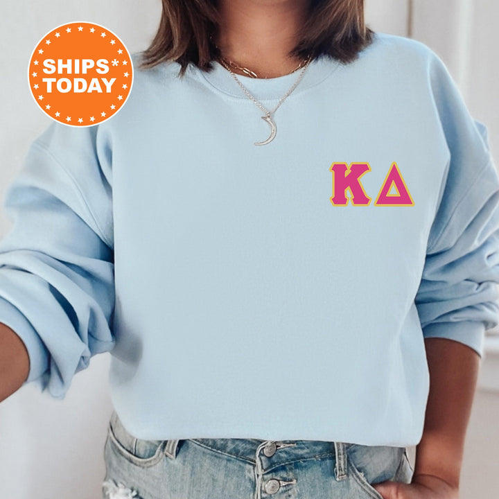 Kappa Delta Red Letters Left Chest Graphic Sorority Sweatshirt | Kay Dee Greek Sweatshirt | Greek Letters | Sorority Letters _ 17531g