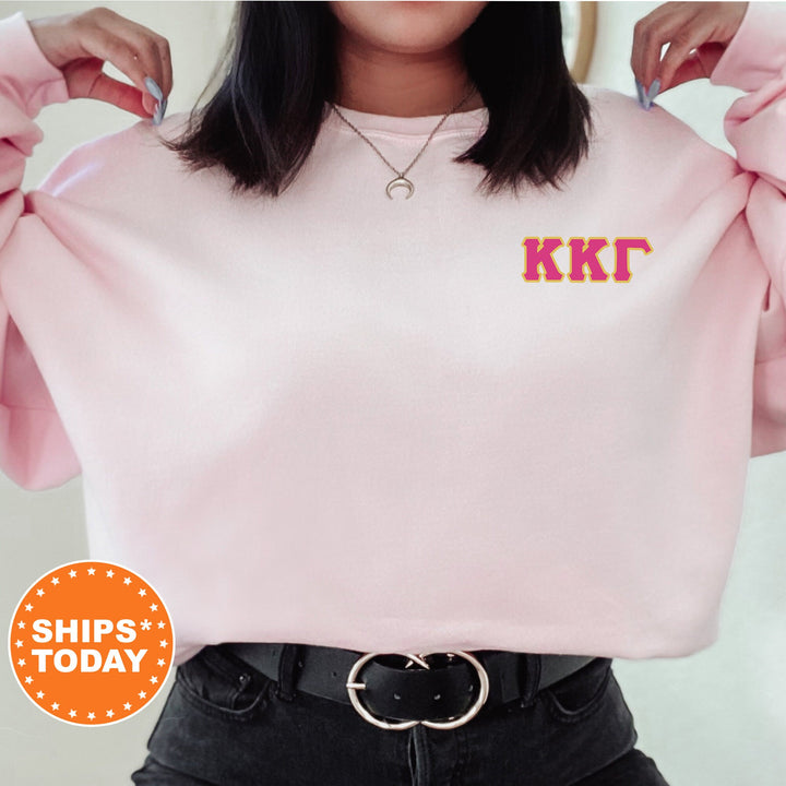 Kappa Kappa Gamma Red Letters Left Chest Graphic Sorority Sweatshirt | KAPPA Sweatshirt | KKG Greek Letters | Sorority Letters _ 17532g