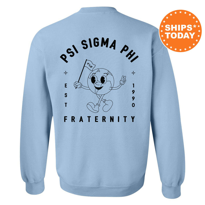 Psi Sigma Phi World Flag Fraternity Sweatshirt | Psi Sigma Phi Sweatshirt | Fraternity Crewneck | College Greek Apparel _ 15593g