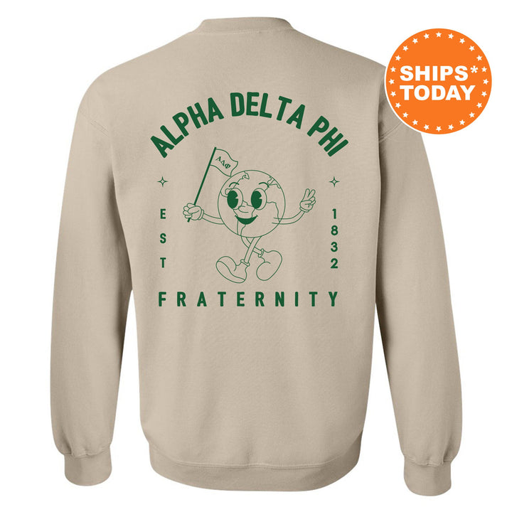 Alpha Delta Phi World Flag Fraternity Sweatshirt | Alpha Delt Sweatshirt | Fraternity Crewneck | College Greek Apparel _ 15573g