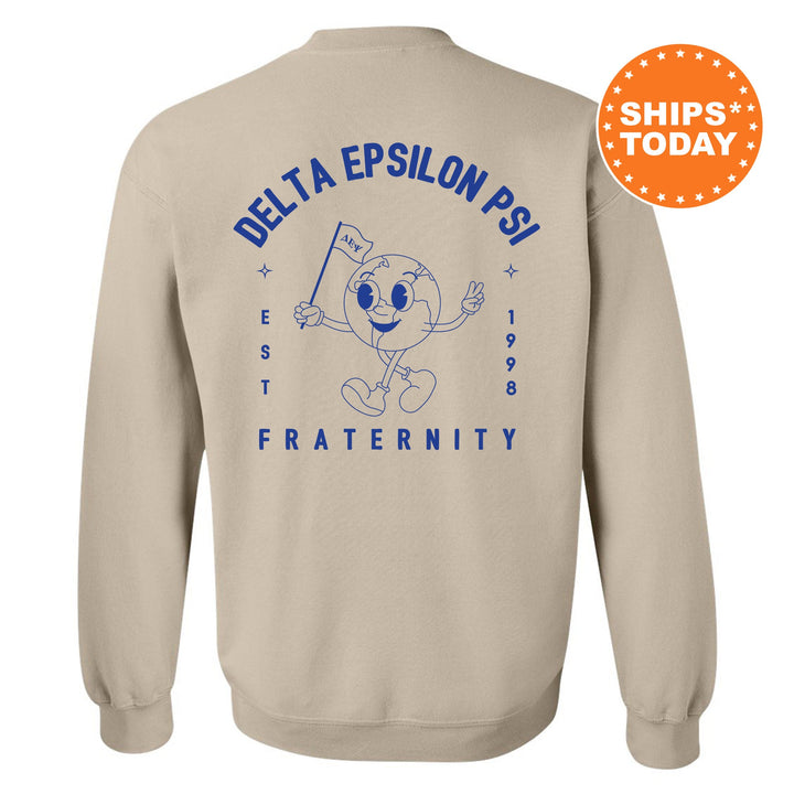 Delta Epsilon Psi World Flag Fraternity Sweatshirt | DEPsi Sweatshirt | Fraternity Crewneck | College Greek Apparel _ 15577g