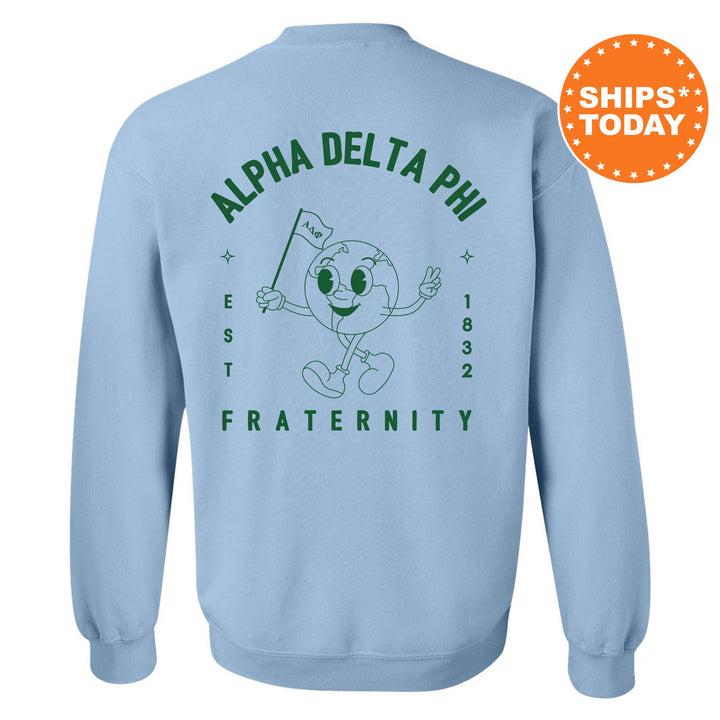 Alpha Delta Phi World Flag Fraternity Sweatshirt | Alpha Delt Sweatshirt | Fraternity Crewneck | College Greek Apparel _ 15573g