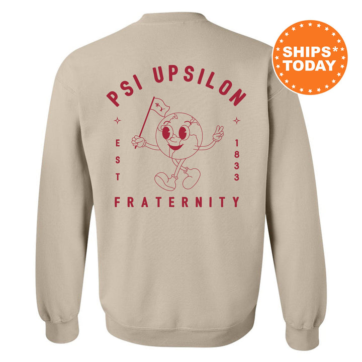 Psi Upsilon World Flag Fraternity Sweatshirt | Psi U Sweatshirt | Fraternity Crewneck | College Greek Apparel | Fraternity Gift _ 15594g