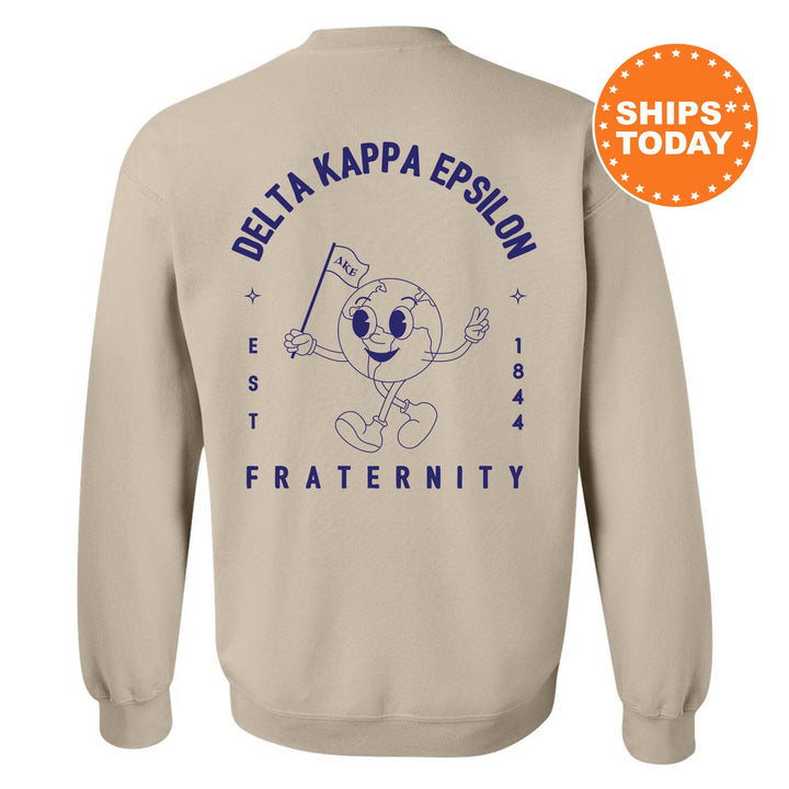 Delta Kappa Epsilon World Flag Fraternity Sweatshirt | DKE Sweatshirt | Fraternity Crewneck | College Greek Apparel _ 15578g