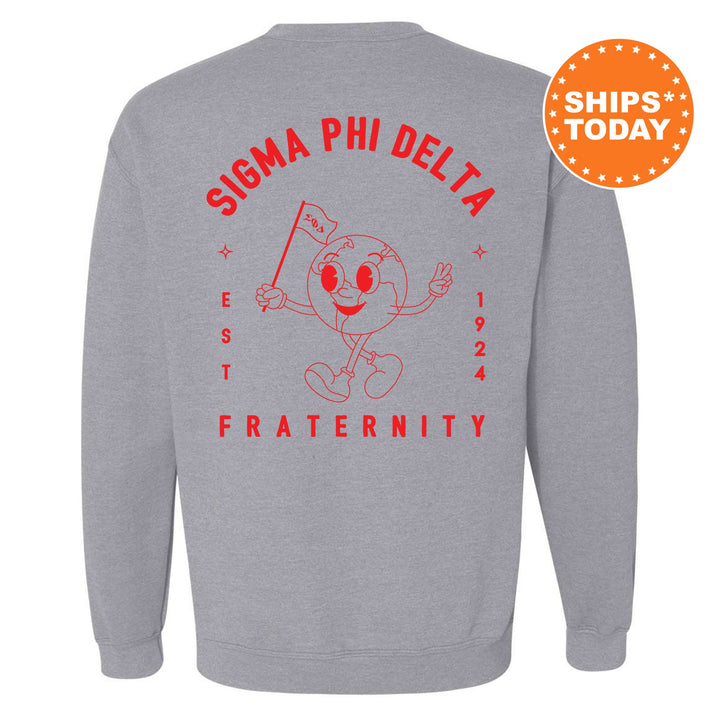Sigma Phi Delta World Flag Fraternity Sweatshirt | Sigma Phi Delta Sweatshirt | Fraternity Crewneck | College Greek Apparel _ 15597g