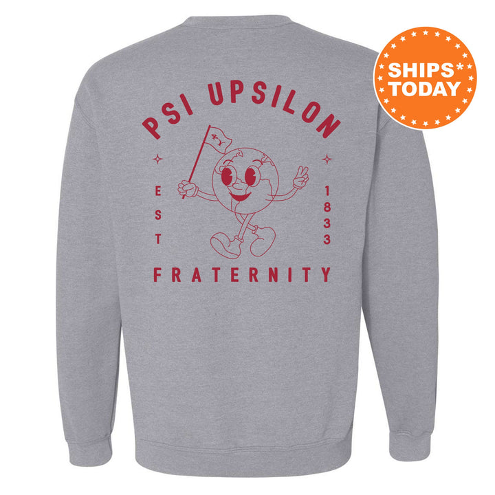 Psi Upsilon World Flag Fraternity Sweatshirt | Psi U Sweatshirt | Fraternity Crewneck | College Greek Apparel | Fraternity Gift _ 15594g