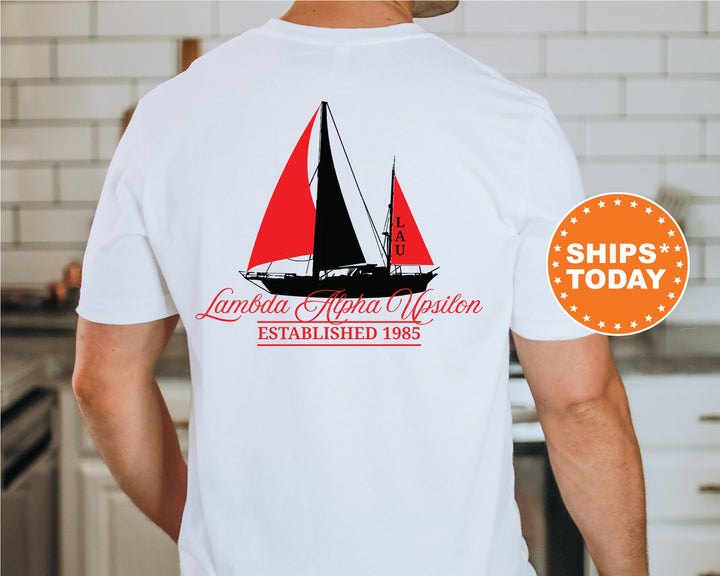 Lambda Alpha Upsilon Black Boat Fraternity T-Shirt | Lambda Alpha Upsilon Shirt | Comfort Colors Tee | Fraternity Gift | Rush Shirt _ 15614g