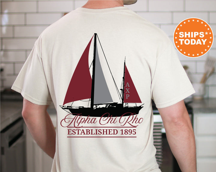 Alpha Chi Rho Black Boat Fraternity T-Shirt | Alpha Chi Rho Shirt | Comfort Colors Tee | Fraternity Bid Day Gift | Rush Shirt _ 15603g