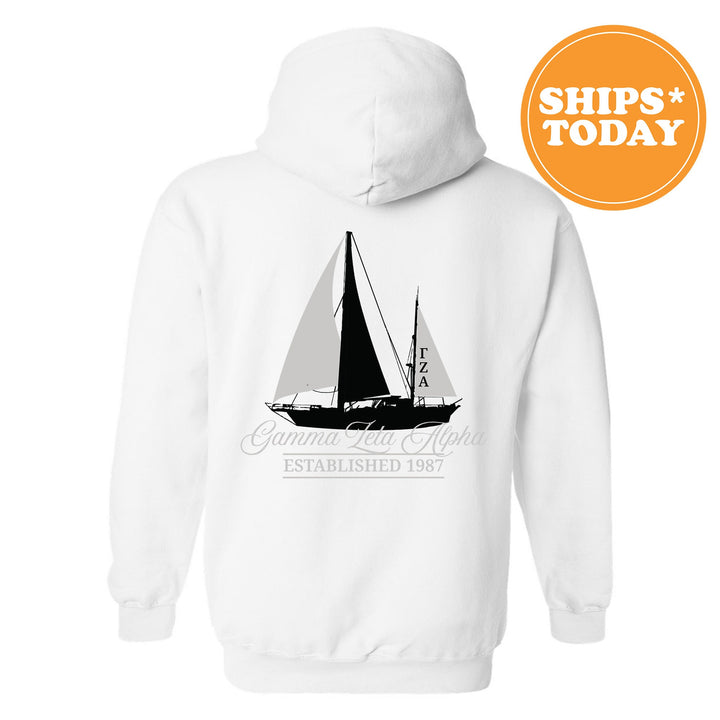 Gamma Zeta Alpha Black Boat Fraternity Sweatshirt | Gamma Zeta Alpha Sweatshirt | Fraternity Crewneck | Custom Greek Apparel _ 15611g