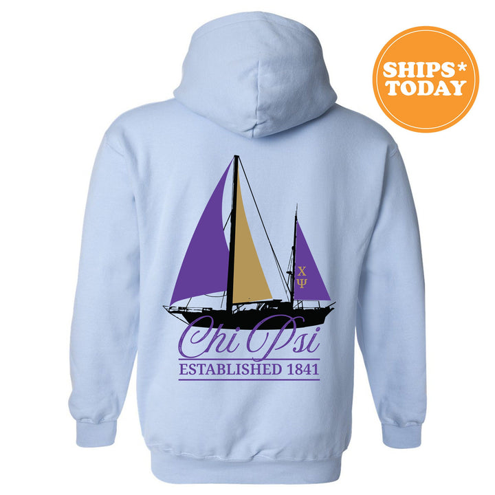 Chi Psi Black Boat Fraternity Sweatshirt | Chi Psi Sweatshirt | Fraternity Crewneck | Bid Day Gift | Custom Greek Apparel _ 15606g