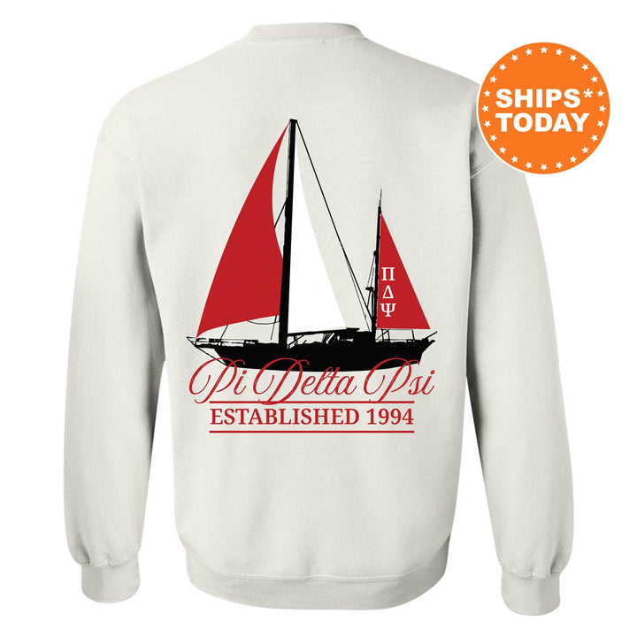 Pi Delta Psi Black Boat Fraternity Sweatshirt | PDPsi Sweatshirt | Fraternity Crewneck | Bid Day Gift | Custom Greek Apparel _ 15623g