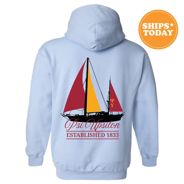 Psi Upsilon Black Boat Fraternity Sweatshirt | Psi U Sweatshirt | Fraternity Crewneck | Bid Day Gift | Custom Greek Apparel _ 15625g