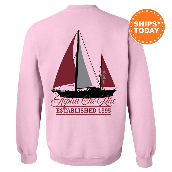 Alpha Chi Rho Black Boat Fraternity Sweatshirt | Alpha Chi Rho Sweatshirt | Fraternity Crewneck | Bid Day Gift | Greek Apparel _ 15603g