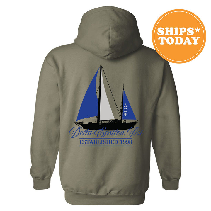 Delta Epsilon Psi Black Boat Fraternity Sweatshirt | DEPsi Sweatshirt | Fraternity Crewneck | Bid Day Gift | Custom Greek Apparel _ 15608g
