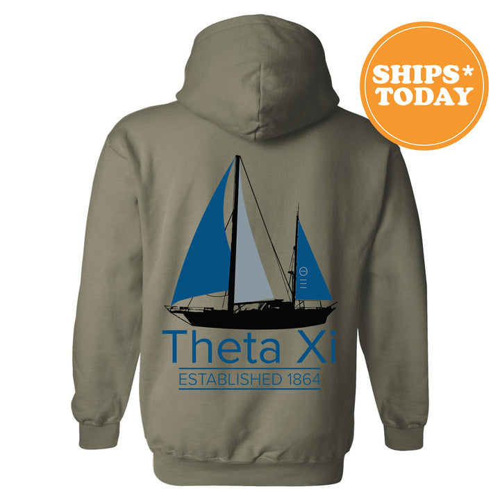 Theta Xi Black Boat Fraternity Sweatshirt | Theta Xi Sweatshirt | Fraternity Crewneck | Bid Day Gift | Custom Greek Apparel _ 15630g