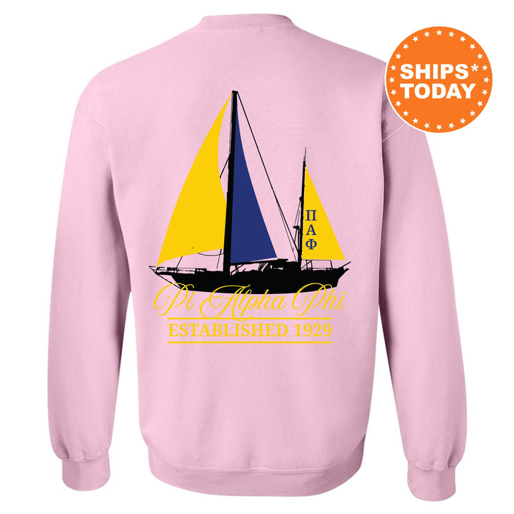 Pi Alpha Phi Black Boat Fraternity Sweatshirt | PAPhi Sweatshirt | Fraternity Crewneck | Bid Day Gift | Custom Greek Apparel _ 15622g