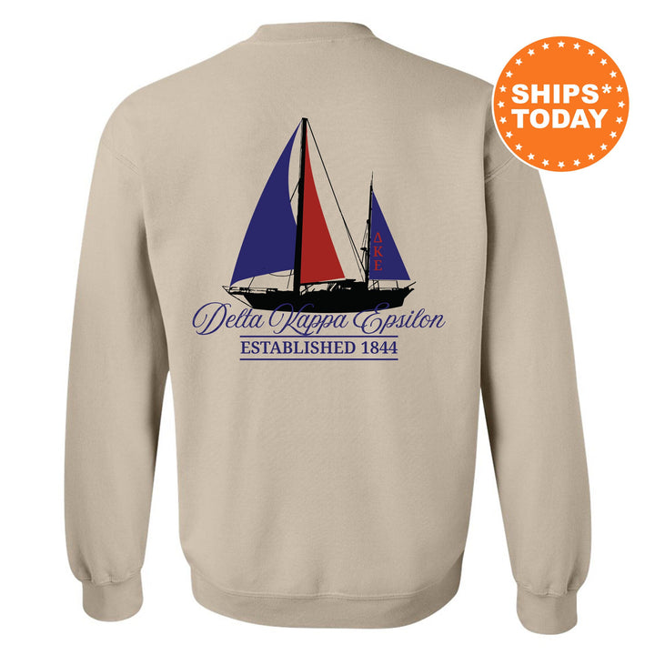 Delta Kappa Epsilon Black Boat Fraternity Sweatshirt | DKE Sweatshirt | Fraternity Crewneck | Bid Day Gift | Custom Greek Apparel _ 15609g