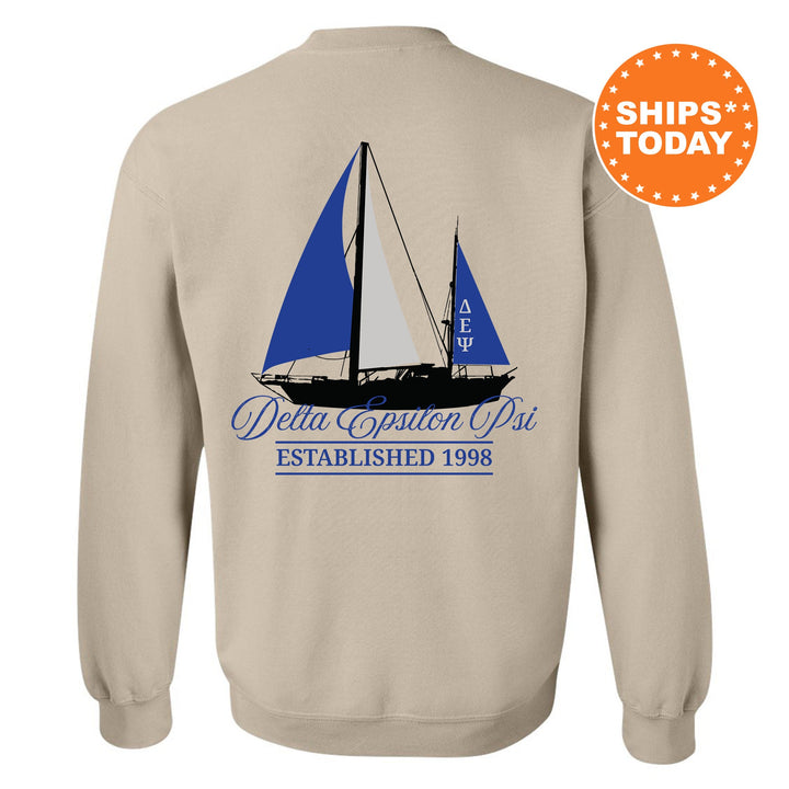 Delta Epsilon Psi Black Boat Fraternity Sweatshirt | DEPsi Sweatshirt | Fraternity Crewneck | Bid Day Gift | Custom Greek Apparel _ 15608g