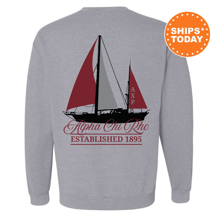 Alpha Chi Rho Black Boat Fraternity Sweatshirt | Alpha Chi Rho Sweatshirt | Fraternity Crewneck | Bid Day Gift | Greek Apparel _ 15603g