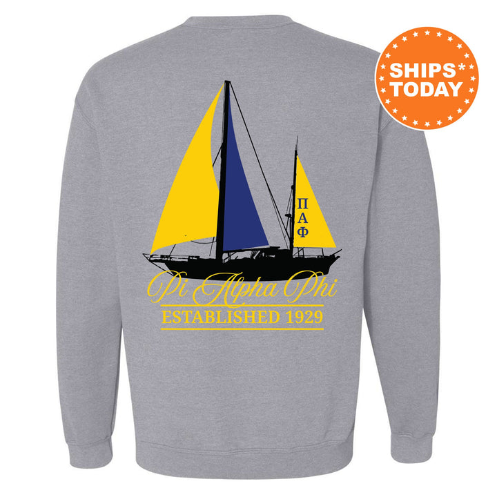 Pi Alpha Phi Black Boat Fraternity Sweatshirt | PAPhi Sweatshirt | Fraternity Crewneck | Bid Day Gift | Custom Greek Apparel _ 15622g