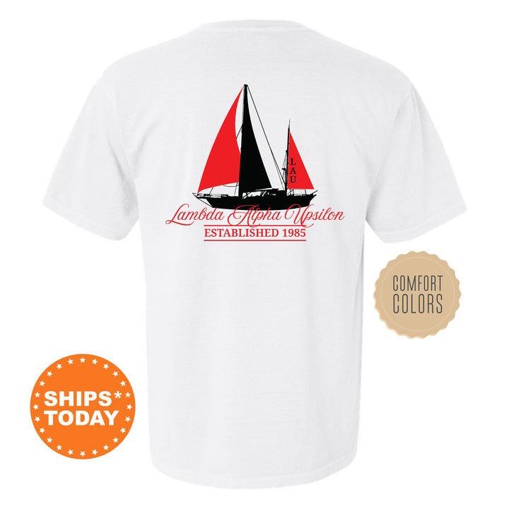 Lambda Alpha Upsilon Black Boat Fraternity T-Shirt | Lambda Alpha Upsilon Shirt | Comfort Colors Tee | Fraternity Gift | Rush Shirt _ 15614g