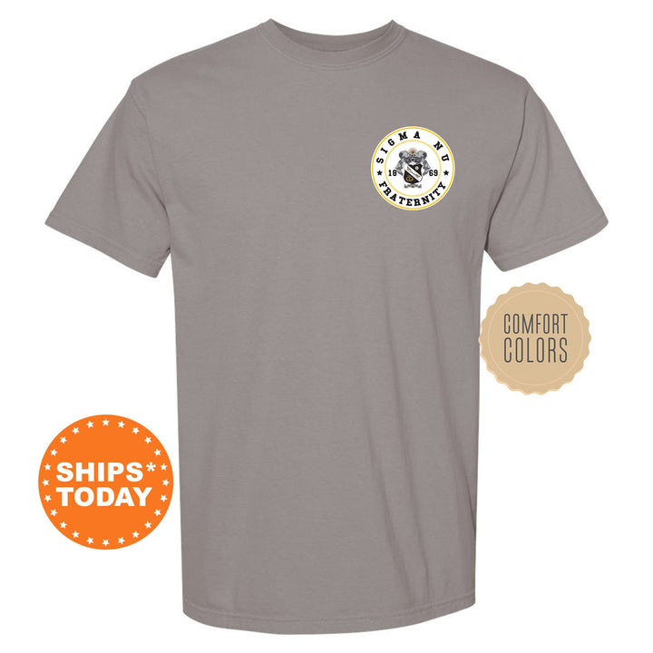 Sigma Nu Brotherhood Crest Fraternity T-Shirt | Sigma Nu Left Chest Graphic Tee | Fraternity Gift | Comfort Colors Shirt _ 17926g