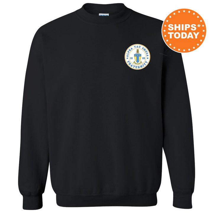 Alpha Tau Omega Brotherhood Crest Fraternity Sweatshirt | ATO Left Chest Design Sweatshirt | Greek Apparel | College Crewneck _ 17906g