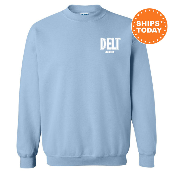 Delta Tau Delta Snow Year Fraternity Sweatshirt | Delt Left Chest Print Sweatshirt | Fraternity Gift | College Greek Apparel _ 17880g