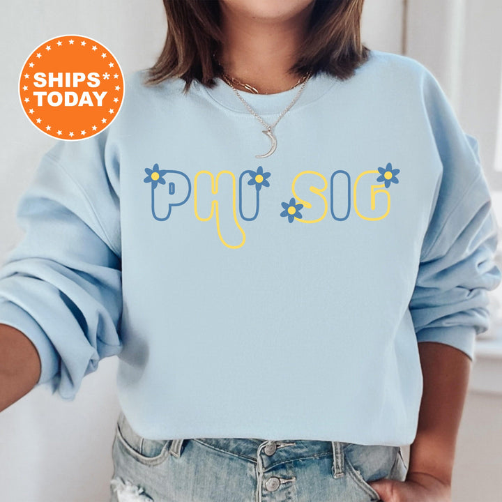 Phi Sigma Sigma Greek Blossom Sorority Sweatshirt | Phi Sig Sorority Crewneck | Big Little Recruitment Gift | Sorority Merch _ 16607g