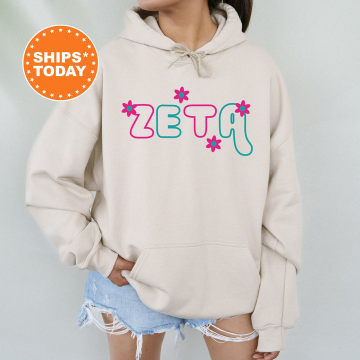 Zeta Tau Alpha Greek Blossom Sorority Sweatshirt | ZETA Sorority Crewneck | Big Little Recruitment Gift | Sorority Merch _ 16613g