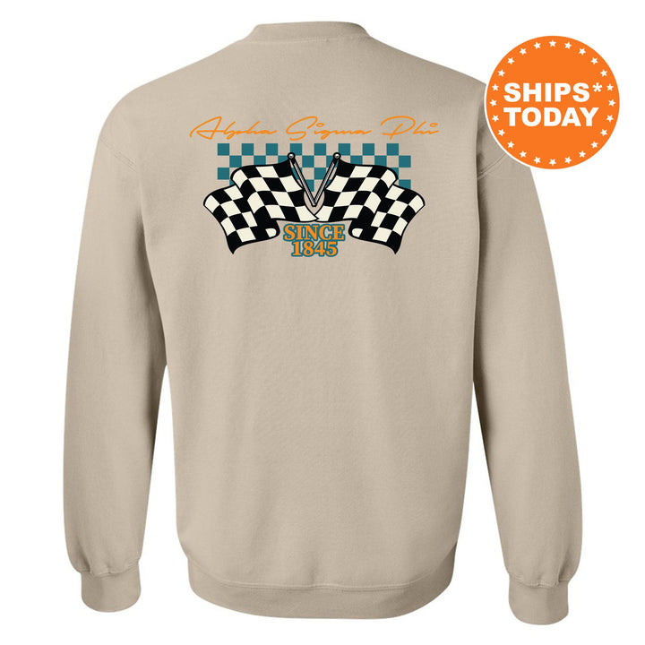 Alpha Sigma Phi Race Banner Fraternity Sweatshirt | Alpha Sig Crewneck Sweatshirt | New Pledge Gift | Rush Sweatshirt | College Crewneck