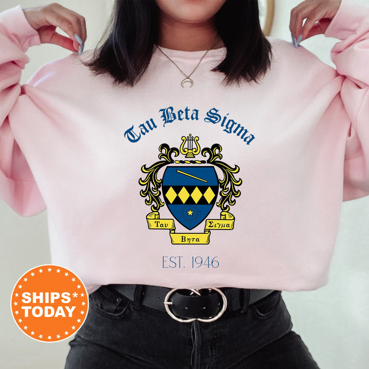 Tau Beta Sigma Royal Crest Sorority Sweatshirt | Tau Beta Sigma Sweatshirt | Sorority Crewneck | Greek Life Apparel | Sorority Gift 14862g
