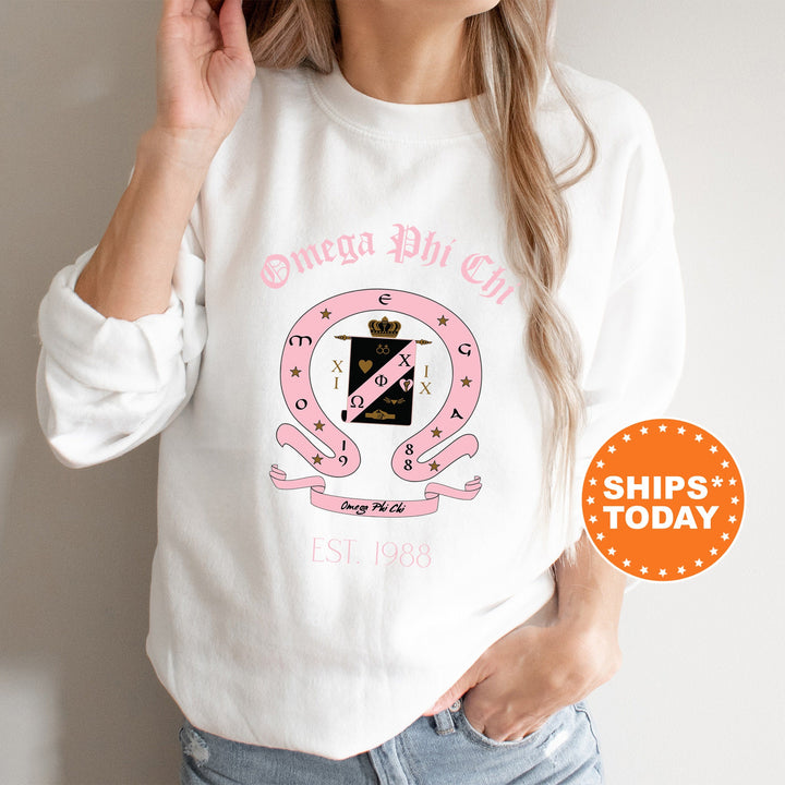 Omega Phi Chi Royal Crest Sorority Sweatshirt | Omega Phi Chi Sweatshirt | Sorority Crewneck | Greek Life Apparel | Sorority Gift
