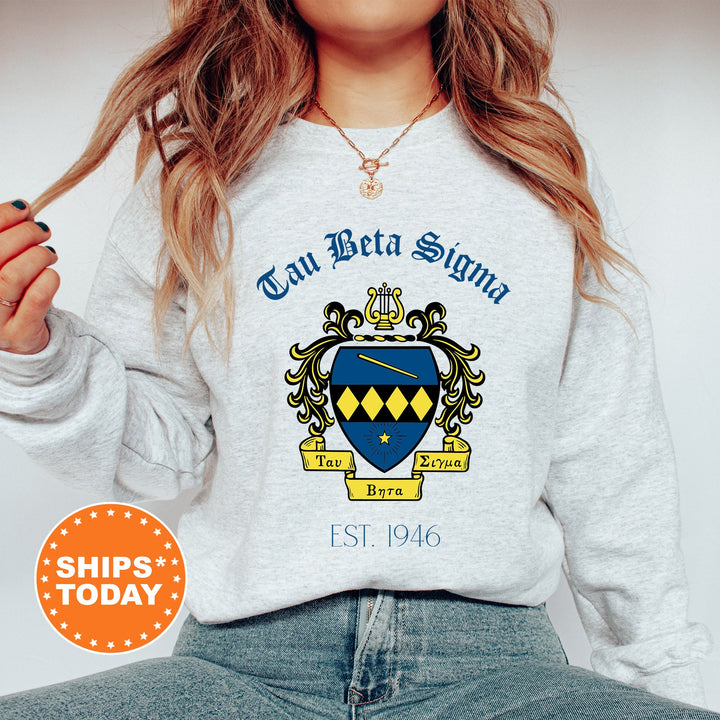 Tau Beta Sigma Royal Crest Sorority Sweatshirt | Tau Beta Sigma Sweatshirt | Sorority Crewneck | Greek Life Apparel | Sorority Gift 14862g