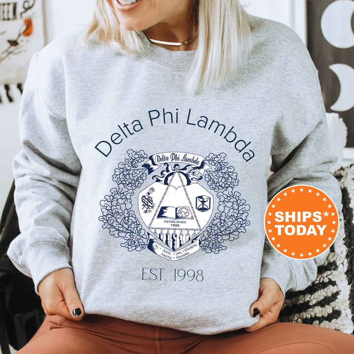Delta Phi Lambda Royal Crest Sorority Sweatshirt | DPhiL Sweatshirt | Sorority Crewneck | Greek Life Apparel | Sorority Gift