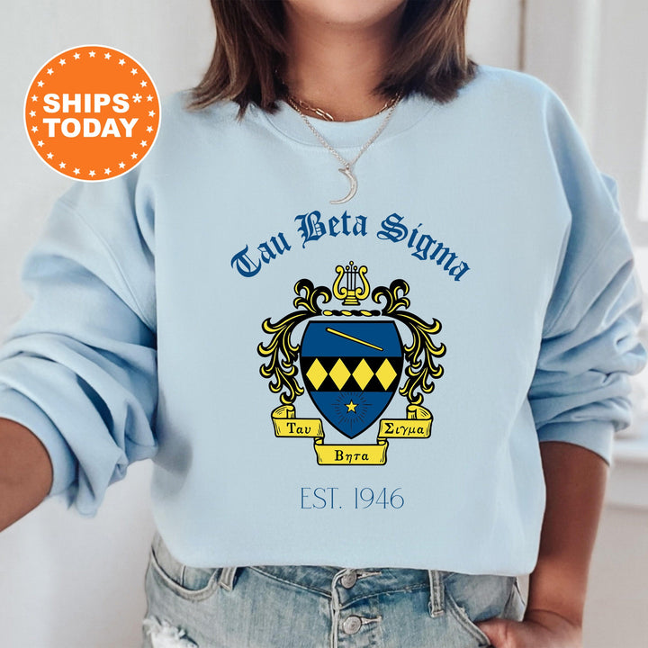 Tau Beta Sigma Royal Crest Sorority Sweatshirt | Tau Beta Sigma Sweatshirt | Sorority Crewneck | Greek Life Apparel | Sorority Gift 14862g
