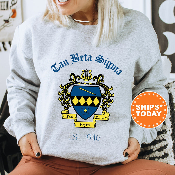 Tau Beta Sigma Royal Crest Sorority Sweatshirt | Tau Beta Sigma Sweatshirt | Sorority Crewneck | Greek Life Apparel | Sorority Gift 14862g
