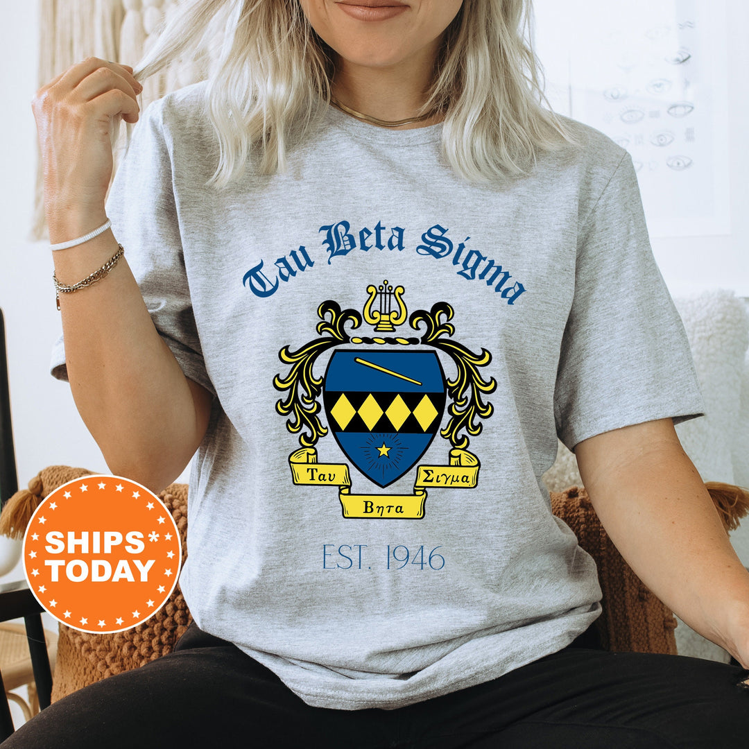 Tau Beta Sigma Royal Crest Sorority T-Shirt | Tau Beta Sigma Shirt | Comfort Colors Tee | Sorority Gift | Greek Life Shirt _ 14862g