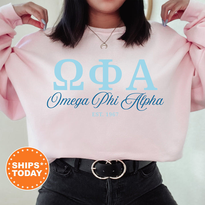Omega Phi Alpha Script Sisters Sorority Sweatshirt | OPhiA Sweatshirt | Greek Letters | Sorority Letters | Sorority Gift _ 14830g